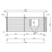 Technical side view of the GardenHouse24 USA Skanderborg 70 Garden Room shows log-style paneling and window placements with exact width and height measurements