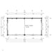 Technical top-down floor plan shows the detailed measurements and room layout of GardenHouse24 USA ALU Concept Lounge 70B Garden Room