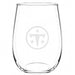Tennessee Titans Crate & Barrel NFL Aspen 17oz Stemless Wine Glass, Set of 4 features a clear stemless glass etched with the Titans circular "T" and three-star logo