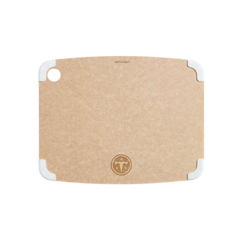 Tennessee Titans Crate & Barrel NFL Organic Cotton Oven Mitt with Silicone Grip features a natural tan surface, white corner grips, and an engraved circular Titans "T" logo