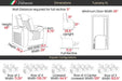 The Valencia Tuscany XL Ultimate Edition Home Theater Seating diagram outlines its dimensions, reclining mechanism, and versatile seating configurations