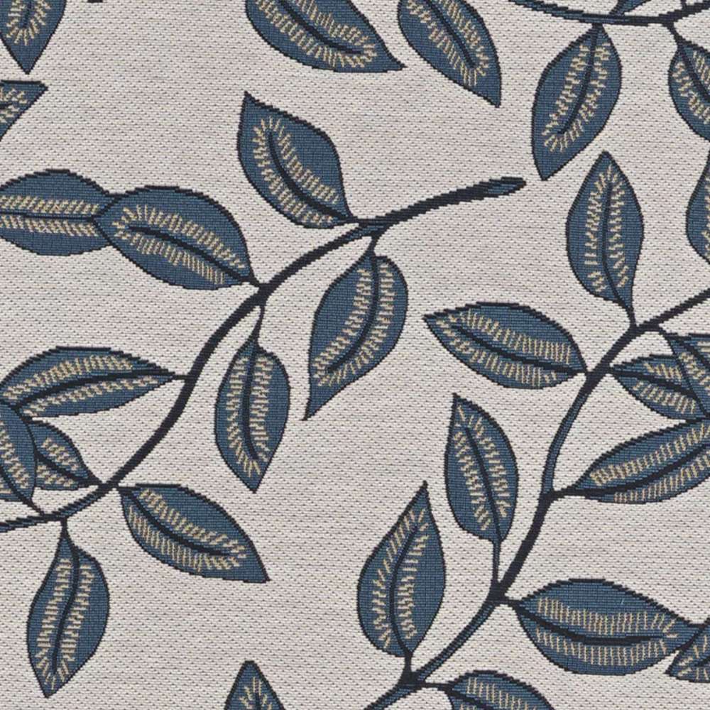 The Couristan Dolce Indoor/Outdoor Rug - Summer Ivy/Ivory-Slate Blue is shown from the corner, flipped up to reveal its textured brown backing
