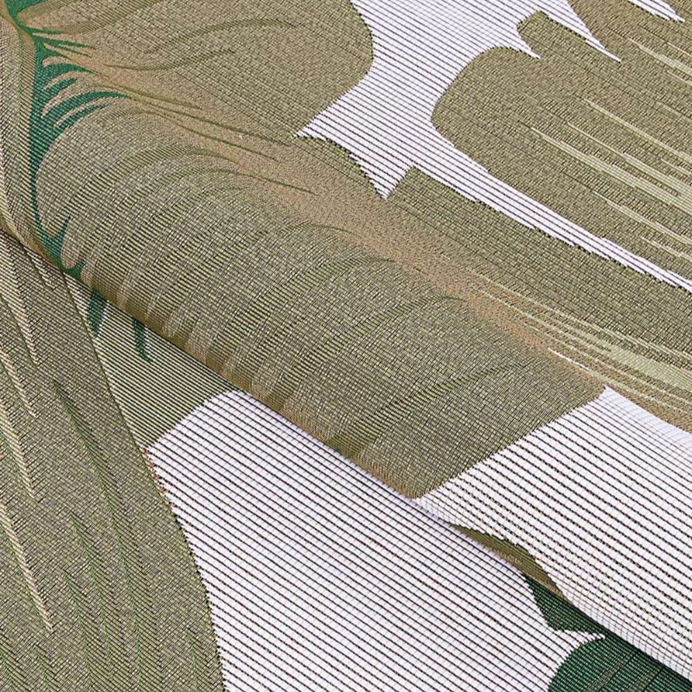 The fabric texture of Couristan Dolce Indoor/Outdoor Rug - Palm Lily/Hunter Green-Ivory is displayed up close