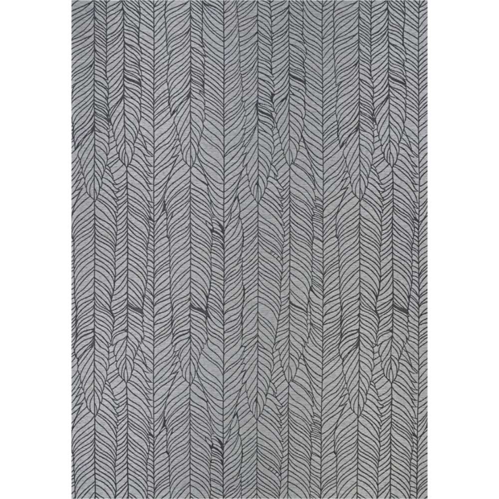 The full rectangular view of Couristan Dolce Indoor/Outdoor Rug - Majorelle/Silver-Black displays its seamless, vertical leaf pattern