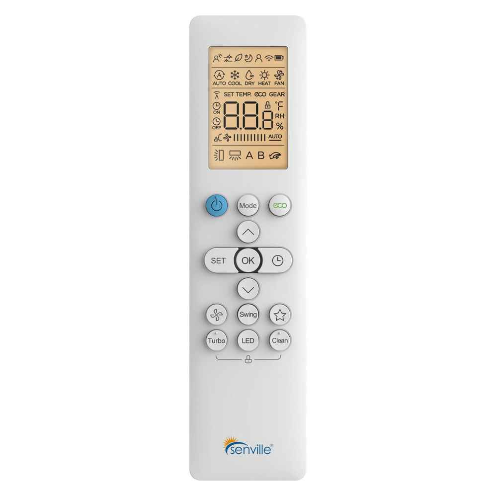 The included remote for the Senville 12000 BTU Mini Split Air Conditioner - Heat Pump - SENL12CD220V