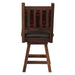The patterned fabric framed by reclaimed wood belongs to the Fireside Lodge Barnwood Colonial Swivel Barstool
