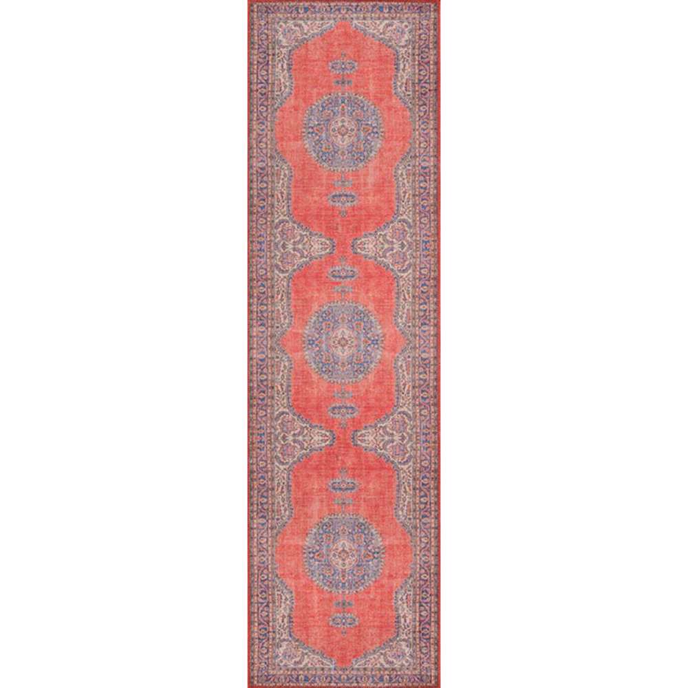 The runner style of Momeni Afshar Indoor Rug - AFS12 Red features repeating medallion motifs