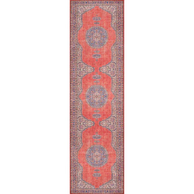 The runner style of Momeni Afshar Indoor Rug - AFS12 Red features repeating medallion motifs