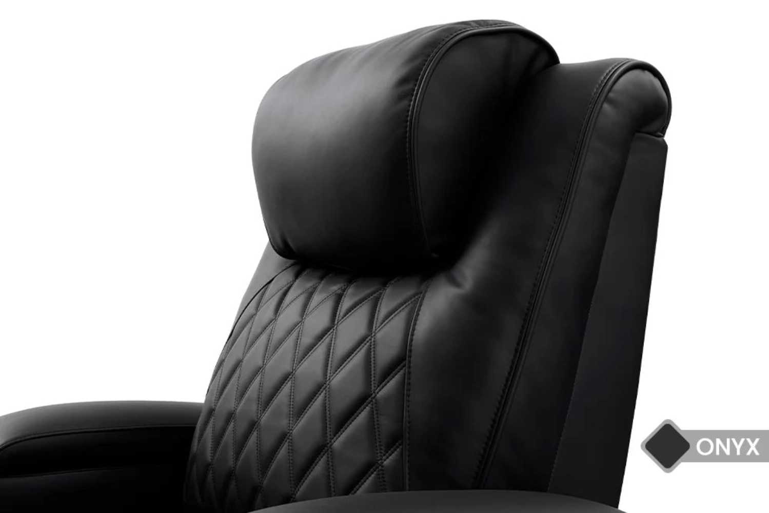 The adjustable headrest of the Valencia Oslo Luxury Edition Home Theater Seating