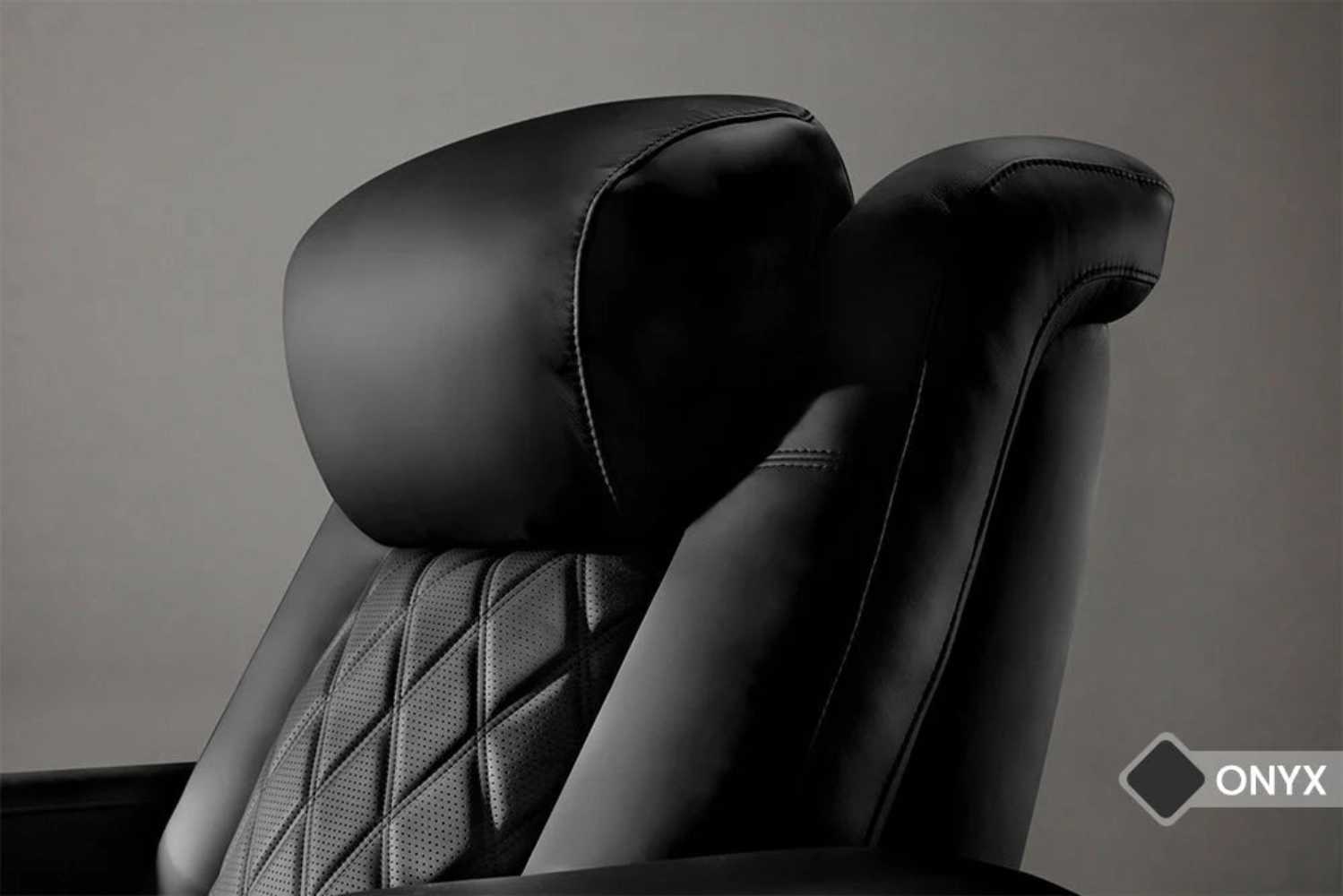 The adjustable headrest of the Valencia Tuscany Ultimate Heat & Ventilation Home Theater Seating