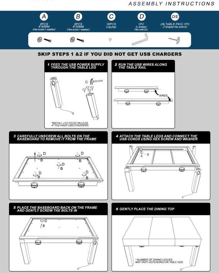 The assembly instructions for the Game Theory Tables The Meeples Champion Game Table