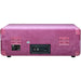 The back of Arkrocket Curiosity Suitcase Bluetooth Turntable (Hot Pink Velvet) shows two hinges and various audio output connections