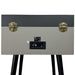 The back of the Arkrocket Discovery II Bluetooth Record Player Stand with 3-Speed Turntable (Grey) shows its input ports