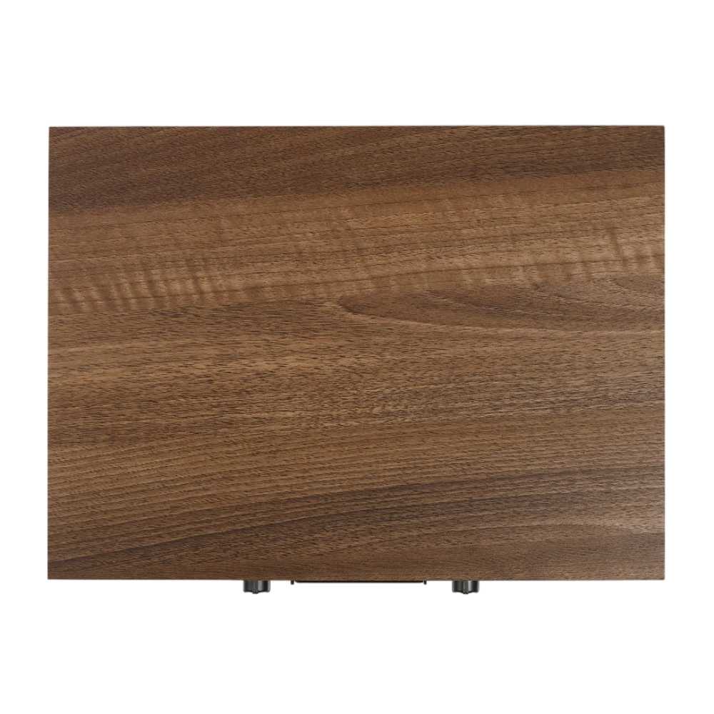 The closed top view of the Crosley Musician Entertainment Center - Walnut shows the smooth walnut woodgrain finish