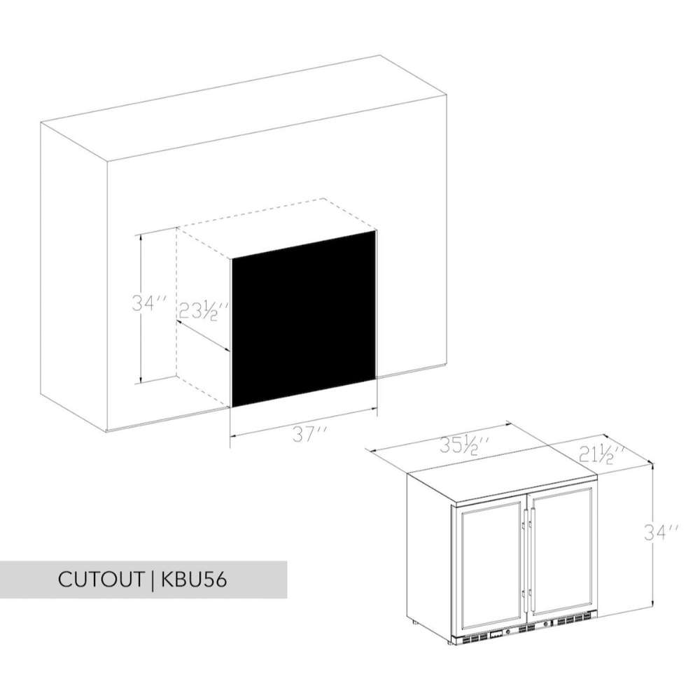 KingsBottle 36 Inch Heating Glass 2 Door Built In Beverage Fridge-Freedom Room