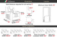 The diagram illustrates the dimensions and configuration options of the Valencia Tuscany Single Home Theater Seating