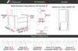 The diagram shows precise dimensions and configurations for the Valencia Naples Prestige Home Theater Seating, highlighting seat width, full recline, and space requirements