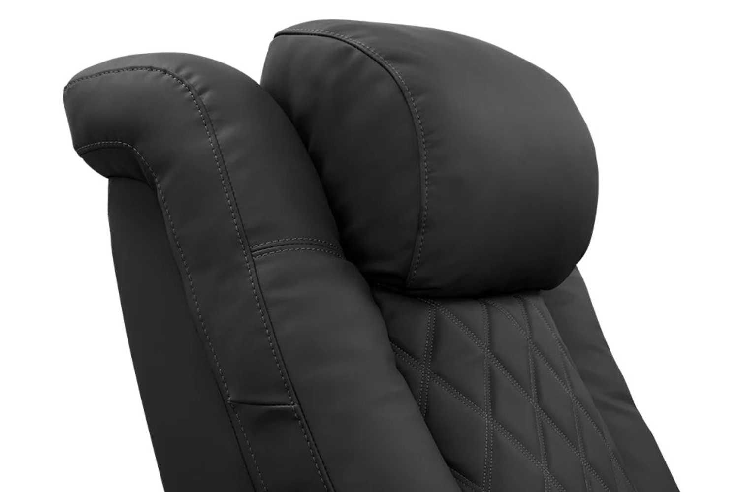 The ergonomic headrest of the graphite Valencia Tuscany XL Luxury Edition Home Theater Seating