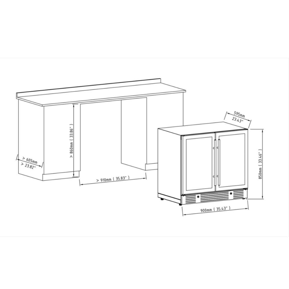 KingsBottle 36" Beer and Wine Cooler Combination with Low-E Glass Door-Freedom Room