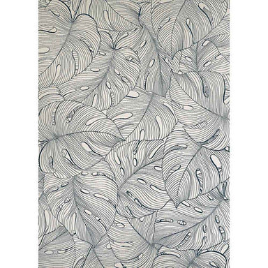 The full design of the Couristan Castille Indoor/Outdoor Rug - Palma/Petrol displays a repeating pattern of palm-like leaves