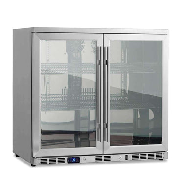 KingsBottle 36 Inch Heating Glass 2 Door Built In Beverage Fridge-Freedom Room