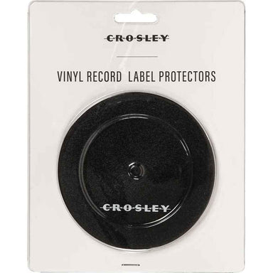 The image shows a Crosley Vinyl Record Label Protector in black packaging