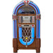 The image shows the Arkrocket Taurus II Jukebox - Dark Oak 2024 New Upgrade with blue neon lights glowing brightly