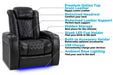 The luxurious features of Valencia Tuscany XL Home Theater Seating, including Italian leather, motorized lumbar support, and LED lighting