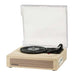 The modern and clean design of the Crosley Scout Turntable - Natural is showcased with its clear dust cover open