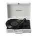 The open Crosley Cruiser Plus Portable Turntable with Bluetooth InOut - White Sand showcases its classic turntable setup, including controls for speed and pitch adjustments