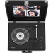 The open Crosley The Beatles Anthology Portable Bluetooth Turntable - Let It Be reveals a clean turntable layout with controls and Beatles-themed interior art