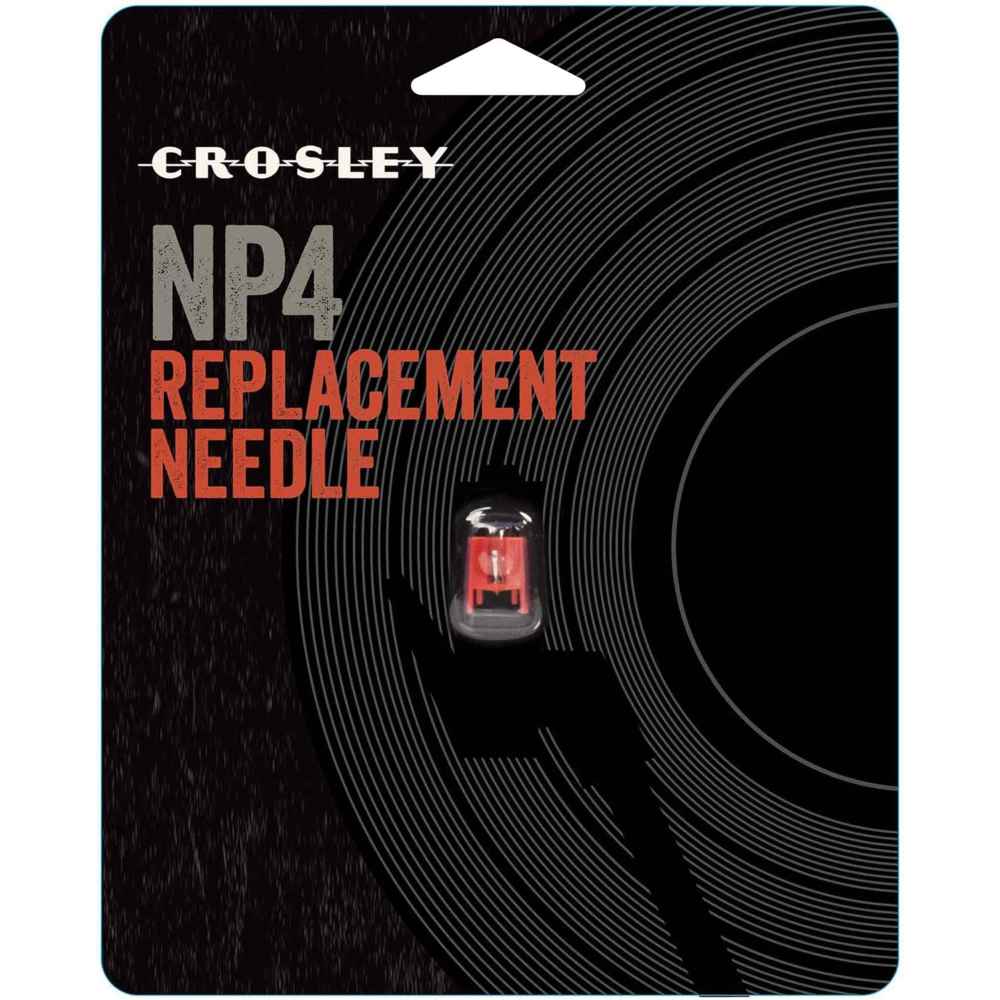 The packaging of the Crosley NP4-78 78 RPM Accessory Needle with a black background and text emphasizing the product name and function