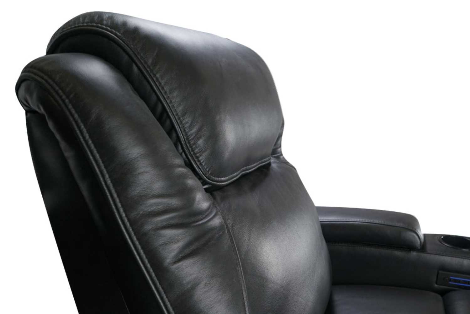 The plush, ergonomic headrest of the Valencia Oslo Modern Home Theater Seating