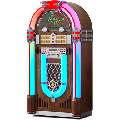 The side angle of the Arkrocket Saturn V Full Size Bluetooth Vinyl Record Jukebox