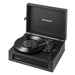 The sleek design of the Crosley Voyager Portable Turntable with Bluetooth Out - Black features its iconic black finish and compact form factor