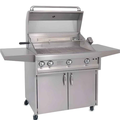 The spacious stainless steel cooking area of the Alfresco Grills Artisan Professional 36” Cart Grill, 3 Burner