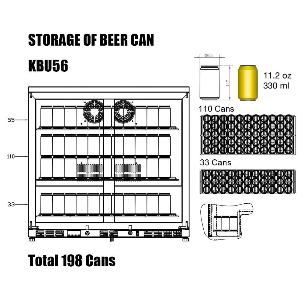 KingsBottle 36 Inch Outdoor Beverage Refrigerator 2 Door For Home-Freedom Room