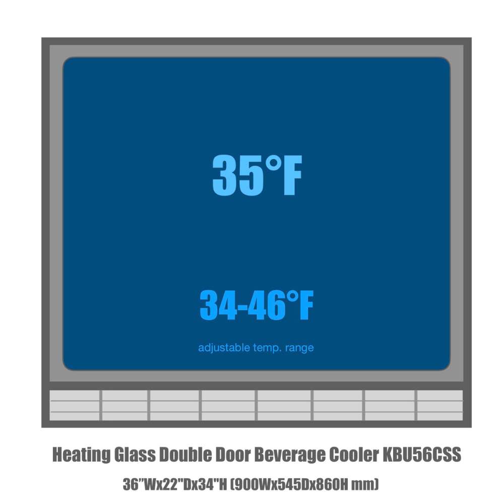 KingsBottle 36 Inch Heating Glass 2 Door Built In Beverage Fridge-Freedom Room