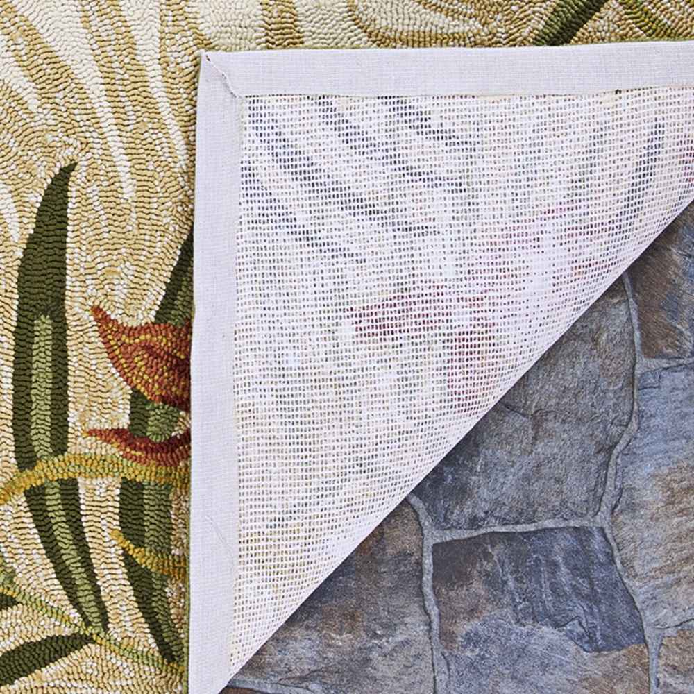 The underside of Couristan Covington Indoor/Outdoor Rug - Tropics Garden/Sand-Multi displaying its durable backing