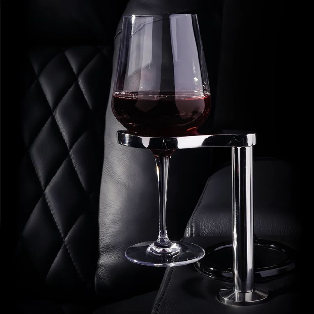 The wine glass holder in the Valencia Home Theater Seating Accessories securely holds your glass while you relax