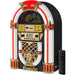 This Arkrocket Elvis Presley Mini Jukebox Tabletop CD Player Bluetooth Speaker (BlackGold) features a CD slot, radio tuner, and Bluetooth