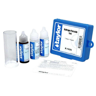 This Dreampod Hydrogen Peroxide Test Kit contains a blue case, test solutions, and a clear testing vial