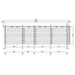 This architectural drawing of the GardenHouse24 USA ALU Concept 70O Garden Room shows front wall framing and dimensions for precise construction