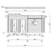 This architectural side drawing of the GardenHouse24 USA Sauna Sahib 70 Garden Room shows detailed measurements including the cabin's length, height, and window placement