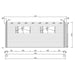 This elevation diagram of the GardenHouse24 USA ALU Concept 70I Garden Room shows window spacing and roof dimensions from a side view