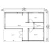 This floor plan of the GardenHouse24 USA Bendy 70 Garden Room displays four labeled rooms with square footage, door placements, and total width and depth measurements