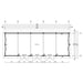 This floor plan of the GardenHouse24 USA Game Room 70 Garden Room shows a long rectangular layout with detailed dimensions and multiple front-facing doors