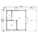 This floor plan outlines the GardenHouse24 USA Taunus 70 VD Garden Room with labeled dimensions and areas for each room and the patio