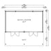 This floor plan view outlines the interior and covered terrace areas of GardenHouse24 USA Kevin 44 VD Garden Room