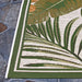 This image highlights the clean border and lush palm leaf design of Couristan Dolce Indoor/Outdoor Rug - Flowering Fern/Ivory-Hunter Green